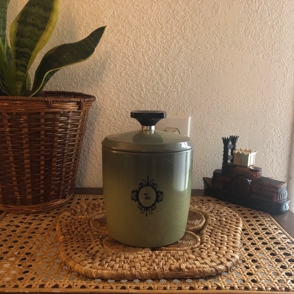West Bend Avocado Green Ombre Tea Canister Mid Century Modern/Retro - Picture 5 of 15